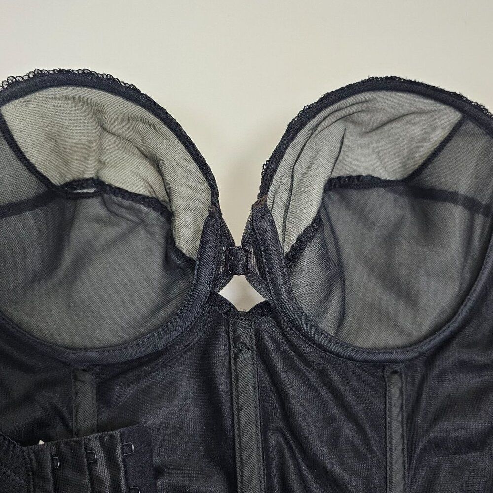 Vtg Sophistique By Smoothie Black Bustier Long Line Bra Boning Floral Lace 36B - Picture 11 of 15